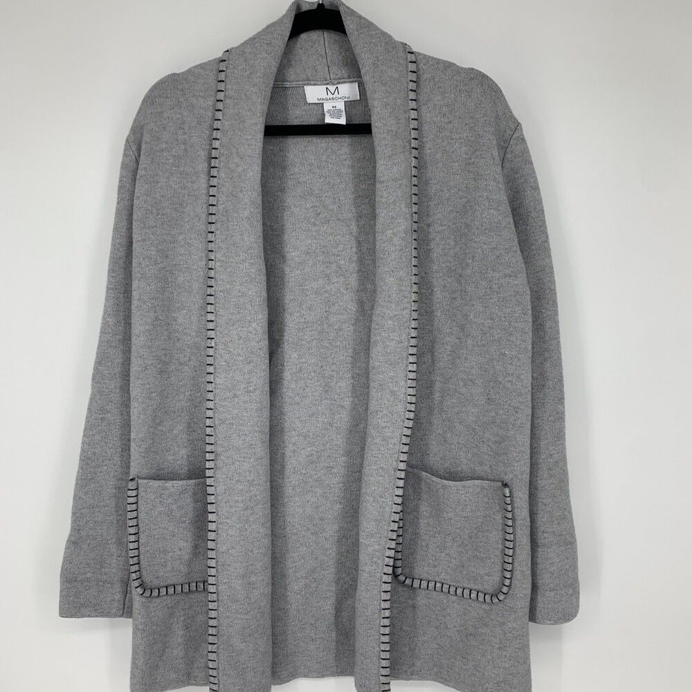 Magashoni Womens XS Cardigan Coatigan Sweater Shawl Collar Minimalist Casual